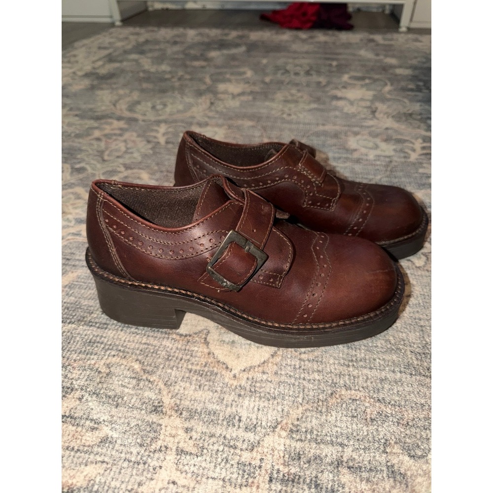 Vintage Y2K American Eagle Leather Mary Jane Platforms Brown